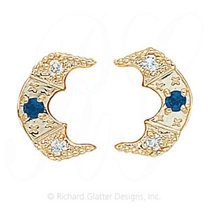 GS345-2 S/D - 14 Karat Gold Slide with Sapphire center and Diamond accents 